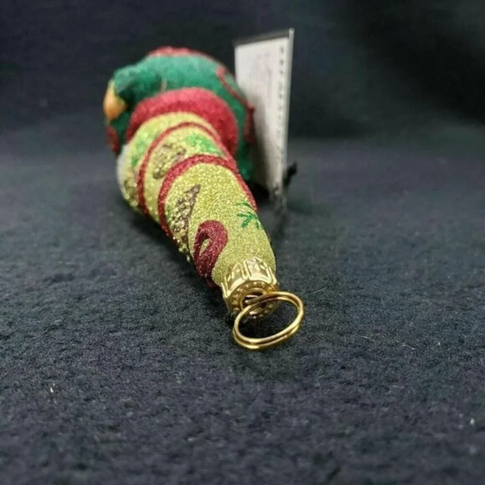 Glitterazzi‎ Joy To The World Golden Cone Gnome Christmas Ornament Glass Retired